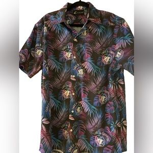 Clifton Size Medium-Large Purple, blue, teal & black Tropical button down shirt